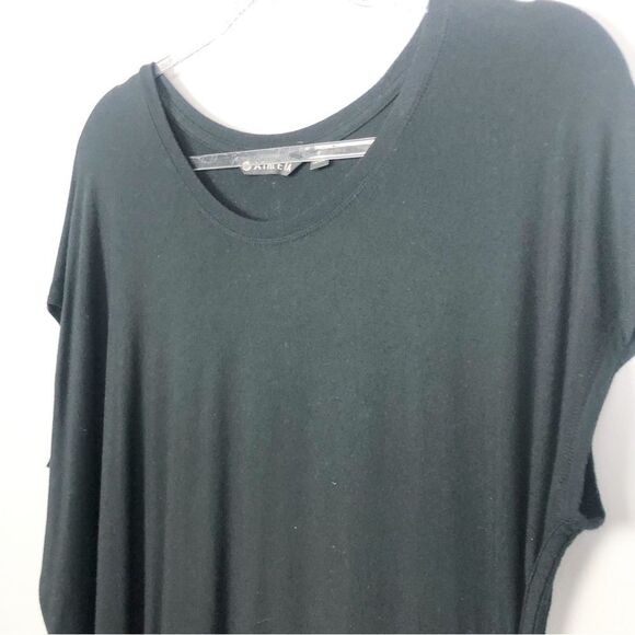 ATHLETA | Asymmetrical Drapey Black Short Sleeve Midi T-Shirt Dress Women’s S - Picture 2 of 8